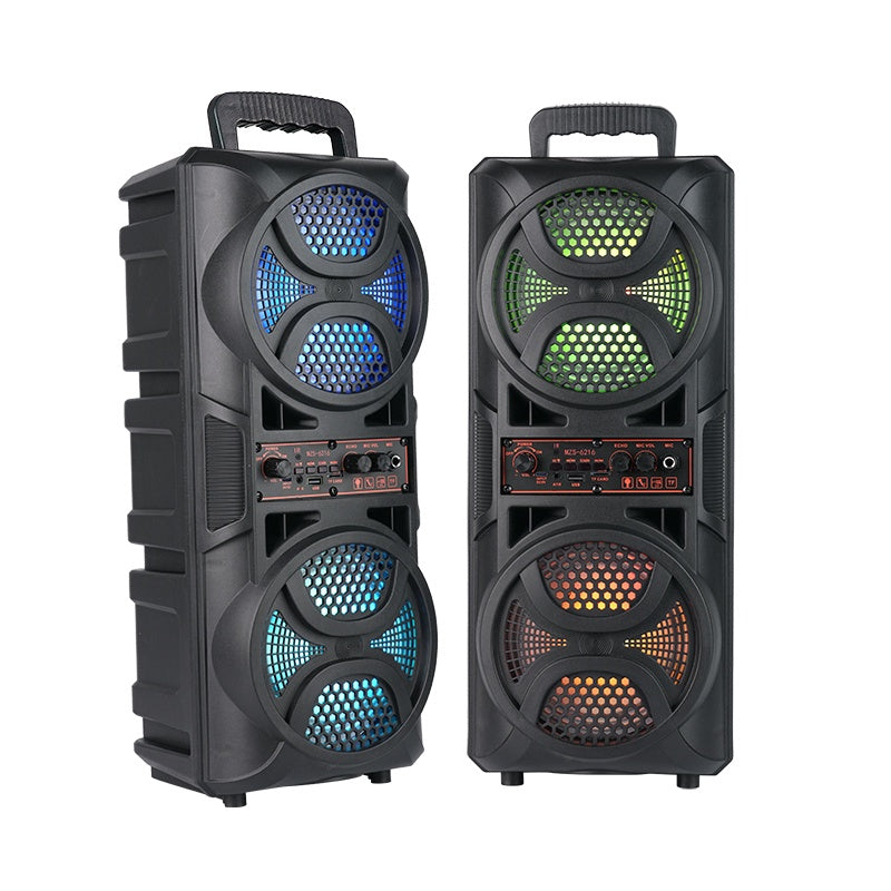 MZS-6216 Dual 6.5inch*2 Wireless Bluetooth Speakers Big Size Portable Outdoor Player Subwoofer Rechargeable with Handle LED Light