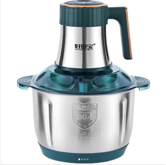 meat grinder and mincer that minces and grinds meat, vegetables, and spices.