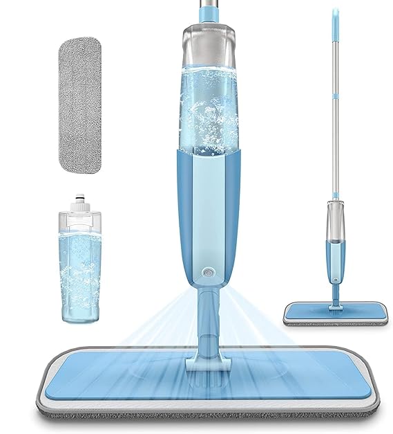 Rylan Stainless Steel Microfiber Floor Cleaning Spray Mop with Removable Washable Cleaning Pad and Integrated Water Spray Mechanism,