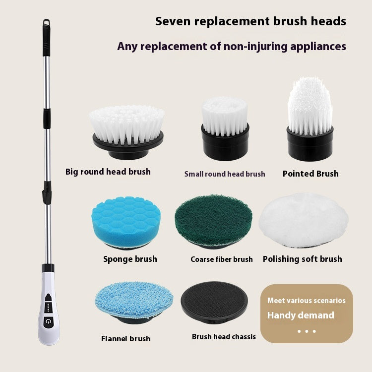 7-in-1 Long Handled Retractable Electric Mop Scrubber Cordless Electric Cleaning Brush for Kitchen & Car Plastic Spin Scrubber